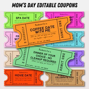 Editable Coupon Book for Mom, Gift for Mom, Personalized Mother’s Day Gift, Thoughtful Printable Gift Ideas