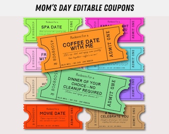 Editable Coupon Book for Mom, Retro Mother's Day Gift (Digital Download)