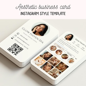 Modelo de cartão de visita IG, modelo de cartão de visita de esteticista editável, cartão de visita IG, cartão de visita de esteticista estilo IG