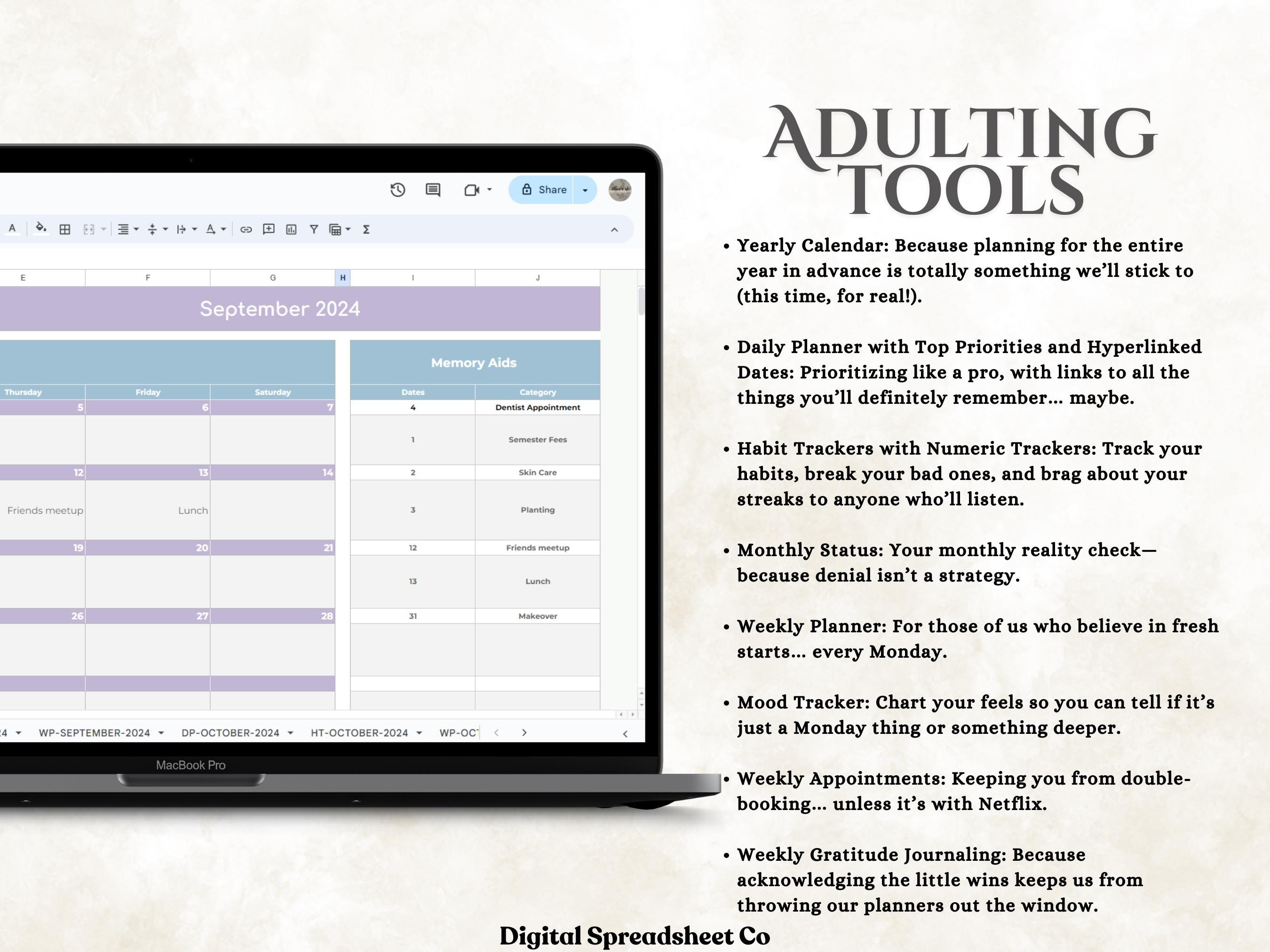 ADHD Digital Planner Google Sheets Spreadsheet iPad and Android Digital ...