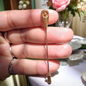 Edwardian : 10k Yellow Gold Stickpin With Solid Gold Seed Pearl