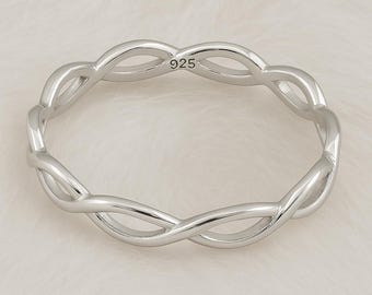 Bague infinity en argent sterling, anneau torsadé délicat