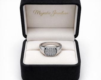 Sterling Silver Men's Signet Ring with Cubic Zirconia