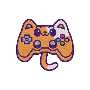Gaming Cat Digital Embroidery File - Joypad Embroidery - Gamer Design - Game Machine Embroidery - Kids Embroidery - Console Embroidery