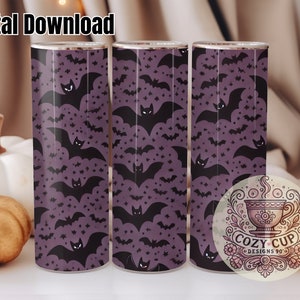 Purple Bats! - 20oz Skinny Tumbler Sublimation Wrap (Digital Download Only)