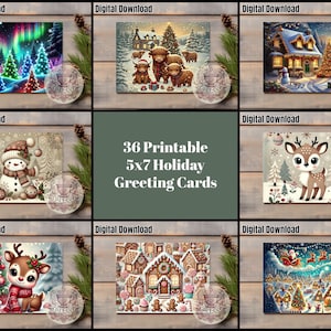 Printable Holiday Greeting Cards - All Ages - Bundle of 36 (Digital Download Only)