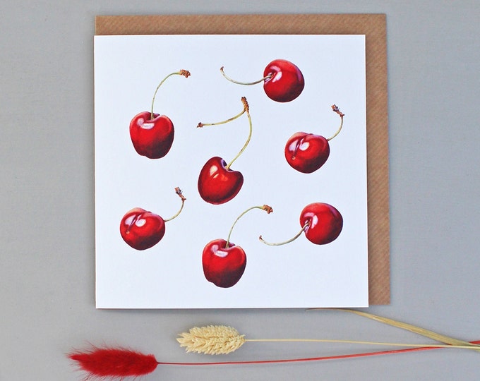 Featured listing image: Card with Cherry Illustrations
