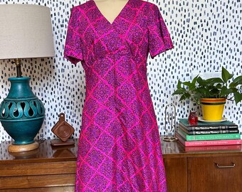 1970s Boho Dress - Raw Silk - Handmade - Luminous Colors