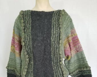 1970s Sweater // 70s Sweater // 70s Nubby Knit Sweater // Vintage 70s Boho Sweater // Batwing Sweater // Vintage Sweater // Size L / XL