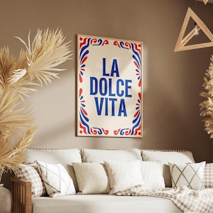 La Dolce Vita Italian Print - Vintage Wall Art, Retro Typography Poster ...
