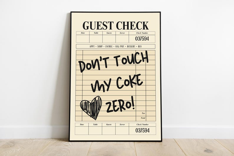 Humorous Blank Check Funny Guest Check Wall Art –