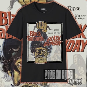 Horror Movie Three Faces of Fear Unisex Softstyle T-Shirt, Scary Film Tee, Halloween Clothing, Spooky Shirt, Classic Horror Movie Gift
