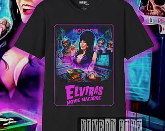 Camiseta de la película macabra de Elvira: Camiseta de terror vintage de los 80