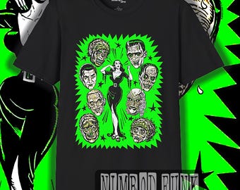 Camiseta de Vampira y Monstruos Clásicos: Camiseta de Terror Gótico