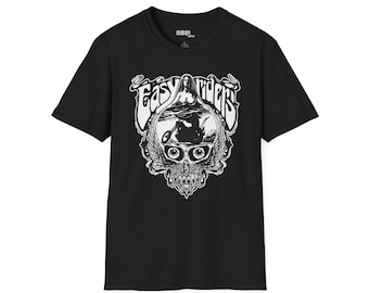 Camiseta con estampado de calavera y casco de motociclista chopper / Gráfico vintage de motociclista
