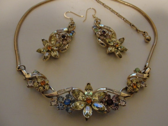 vintage coro necklace and remade pierced coro earr