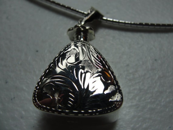 Srerling silver perfume or oil  pendant  With bea… - image 2