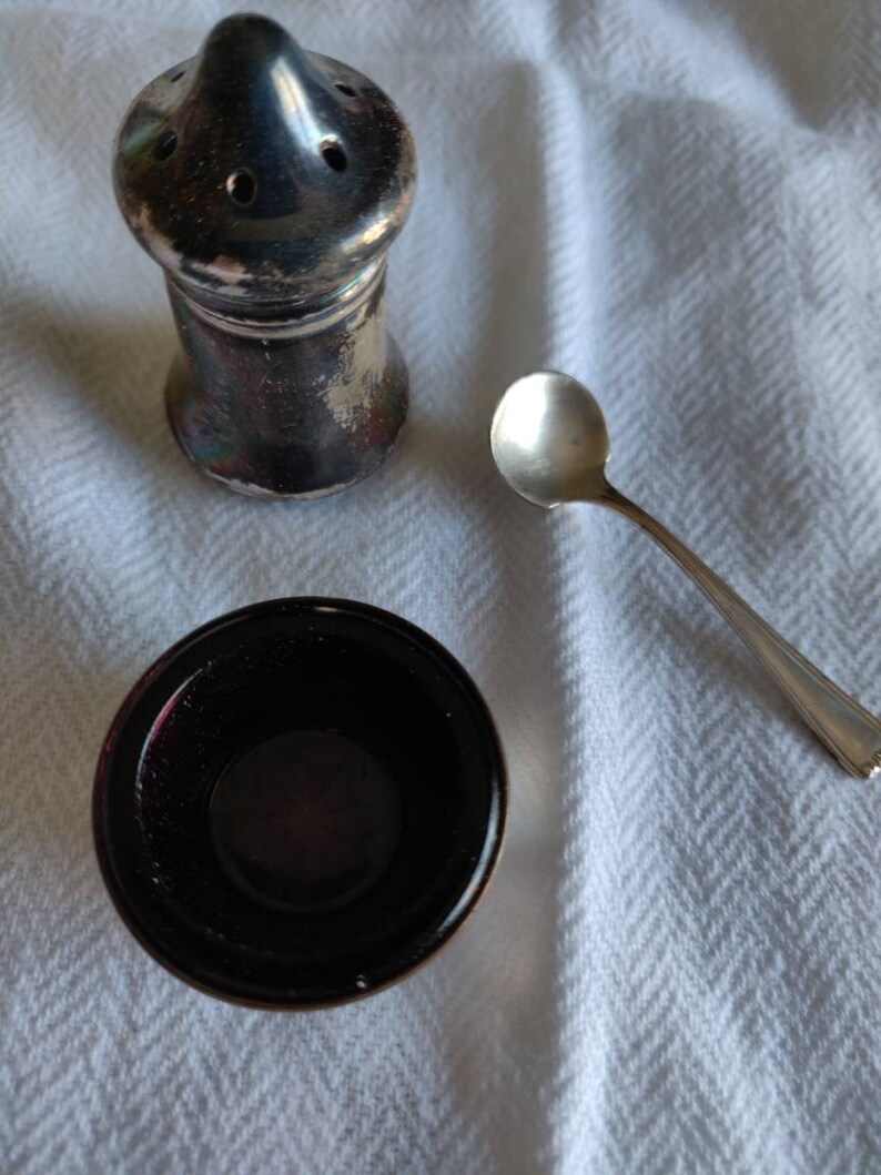 Vintage Salt Cellars With Sterling Spoons and Rings and Pepper Etsy