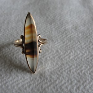Antique  agate  ring 10k rose gold size 5