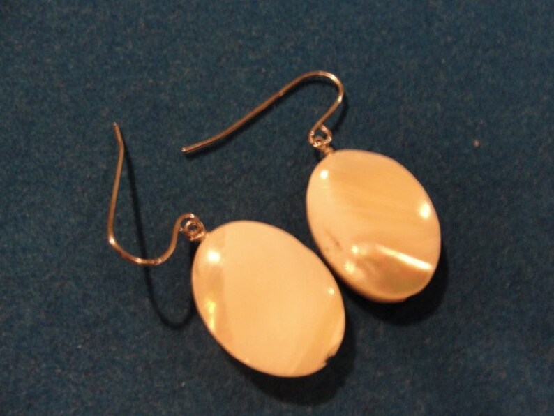 crazy ad stream 14k earwires Beautiful Mother of Pearl earrings image 2