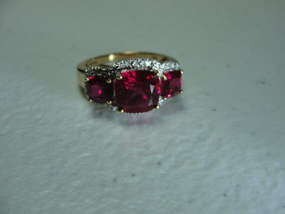 Vintage lab created ruby With diamond accents in … - image 2