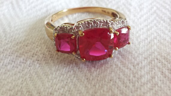 Vintage lab created ruby With diamond accents in … - image 1