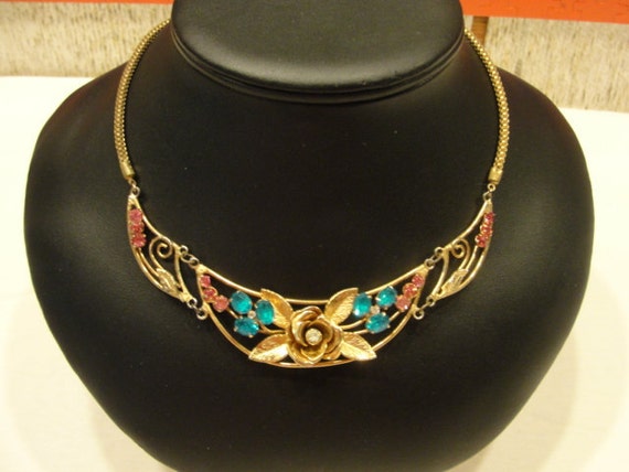 Vintage Coro multicolor bib necklace - image 1
