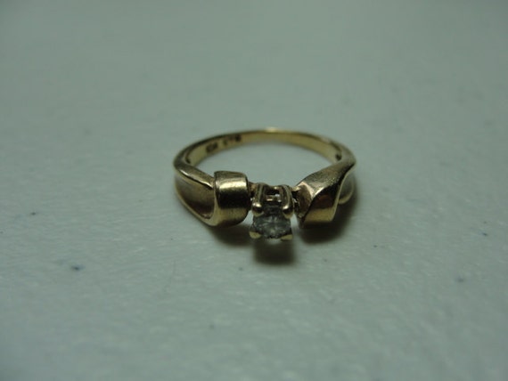 Antique 10k yellow gold diamond ring..wedding, en… - image 2