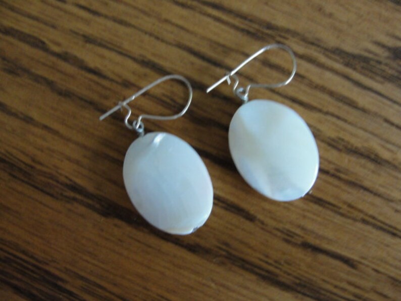 crazy ad stream 14k earwires Beautiful Mother of Pearl earrings image 1