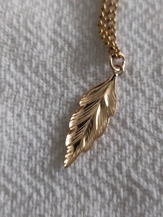 Leaf necklace gold filled 16" chain.