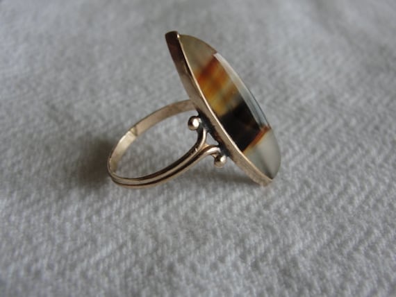 Antique  agate  ring 10k rose gold size 5 - image 3