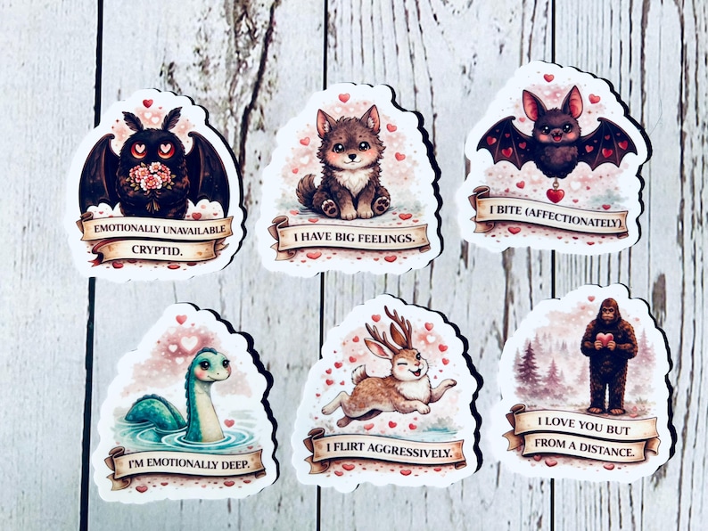 Whimsy Cryptids Cryptid Valentine's Day Stickers | Monster Romance Set - Etsy