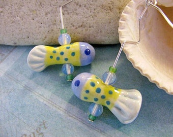 Tropical Fish Earrings Handmade Clay Beads