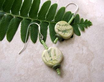 Fern Earrings Handmade Beads