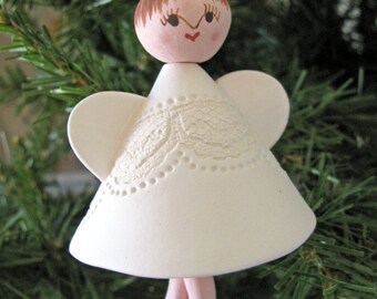 Brunette Angel Bell Ornament