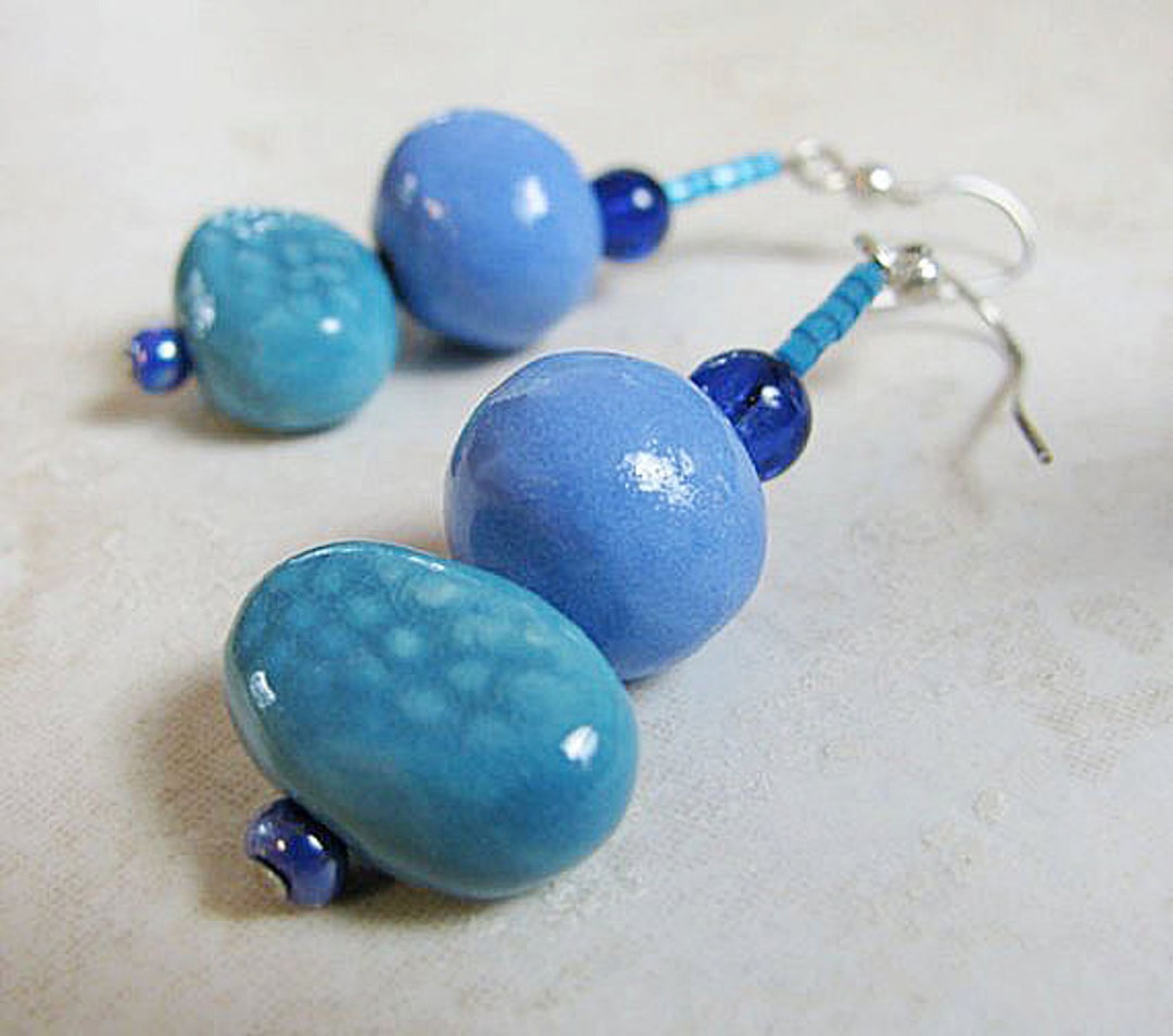 Blue - Handmade Beaded Earrings 66