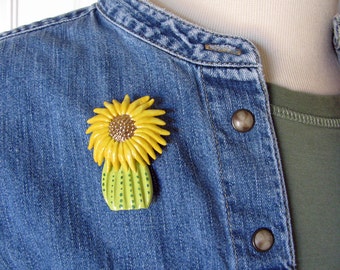 Cactus Flower Brooch Ceramic Earthenware Clay