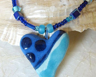 Heart of Blue Necklace Handmade Pendant