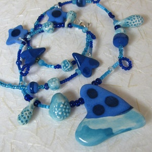 Blue Sweetheart Necklace Handmade Beads image 5