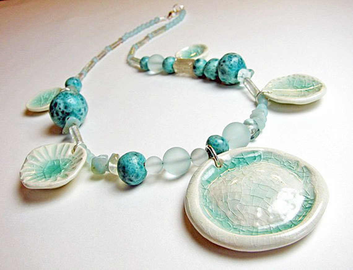 Sea Tides Necklace Handmade Clay Beads - Etsy