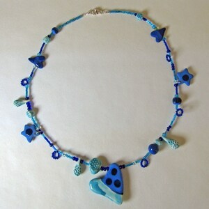 Blue Sweetheart Necklace Handmade Beads image 4