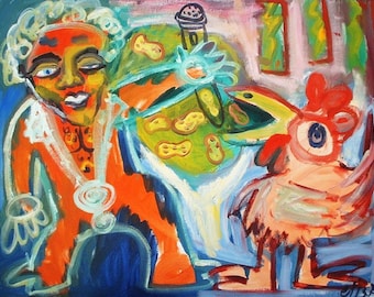16X20 PRINT Tom Jones Vs A Chicken RAW Art Brut Elisa