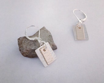 Two Tone Earrings / Silver and Gold Earrings / Mixed Metal Dangle Earrings / Birch Jewelry / Dainty Earrings / Minimalist Jewelry