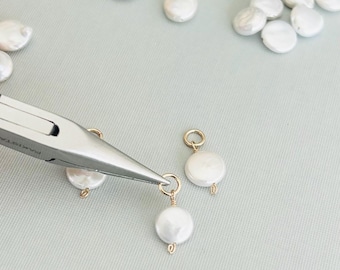 Gouden parelbedel 14K gold filled natuurlijke muntparel als toevoeging voor ketting, armband of oorbellen – Natural Pearl Jewelry Supply