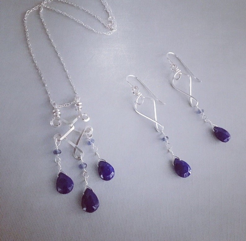 Lapis Sapphire Necklace Silver Stone Necklace Silver Blue Pendant Sterling Silver Pendant Silver Lapis Pendant