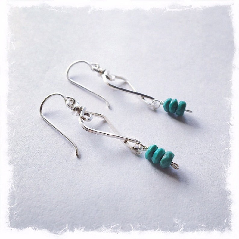 Turquoise Earrings December Birthstone / Silver Turquoise Dangle Earrings /Blue Earrings / Silver Wire Wrapped Earrings /Birthstone Earrings image 4