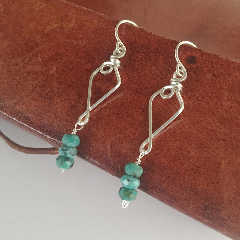 Turquoise Earrings December Birthstone / Silver Turquoise Dangle Earrings /Blue Earrings / Silver Wire Wrapped Earrings /Birthstone Earrings image 3