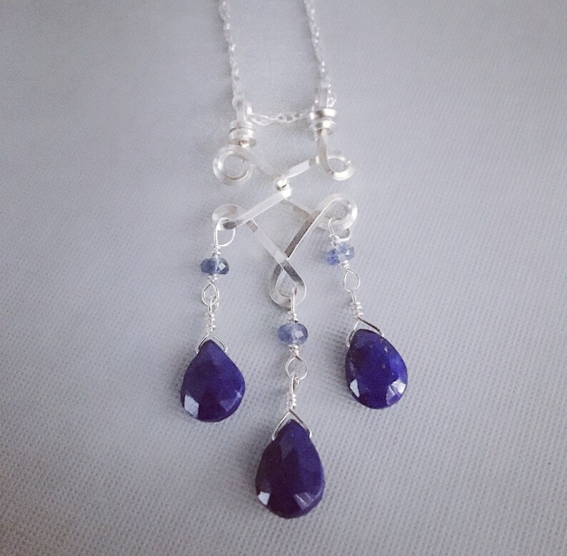 Lapis Sapphire Necklace Silver Stone Necklace Silver Blue Pendant Sterling Silver Pendant Silver Lapis Pendant