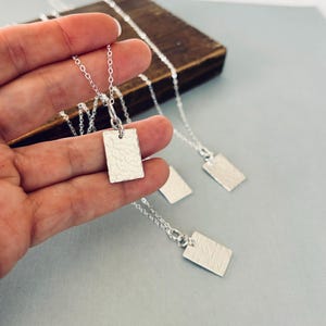 Small Hammered Silver Necklace Small Silver Textured Pendant Necklace Minimalist Silver Jewelry Silver Hammered Pendant