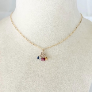 Tiny Gold Birthstone Necklace Dainty Family Birthstone Necklace Customizable Mother&#39;s Day Birthstone Necklace Birthstone Charm Necklace